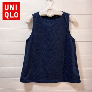 UNIQLO – Navy Cotton Eyelet Sleeveless Top (Size L)